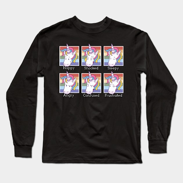 Unicorn Moods Long Sleeve T-Shirt by consigliop